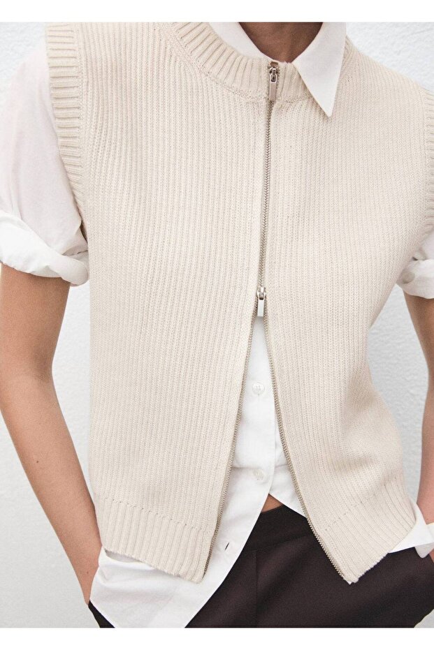 Triko fermuarlı yelek - 7
