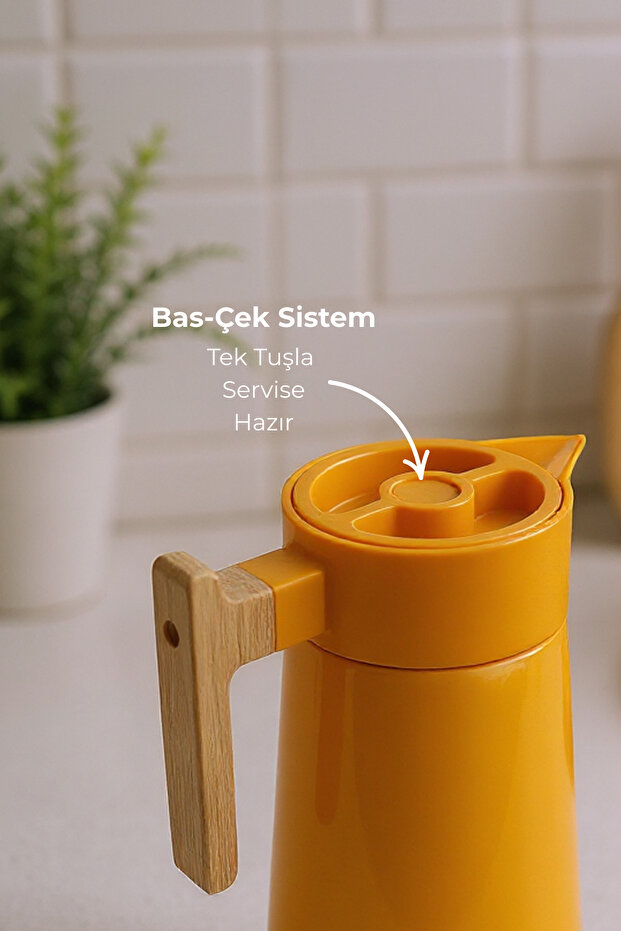 North Bambu Saplı Çelik Termos Turuncu 2 Litre - 6