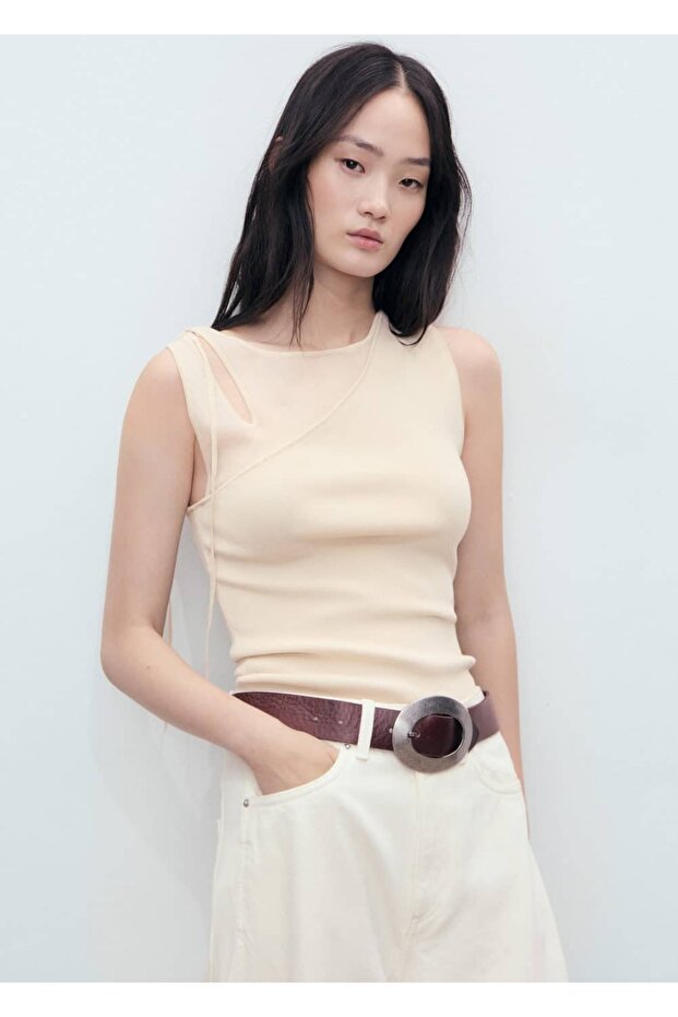 Cut out detaylı triko bluz - 1