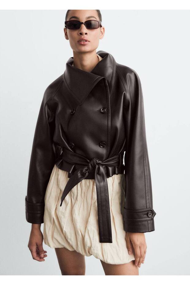 Leather Look Flap Maxi Jacket