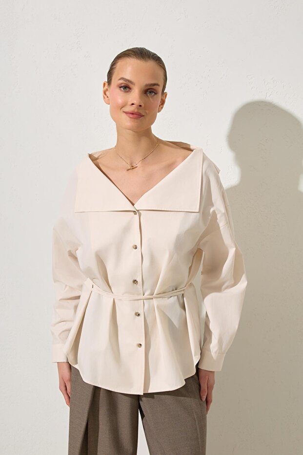 Krem 1YA2ECGM0709 GÖMLEK - 2