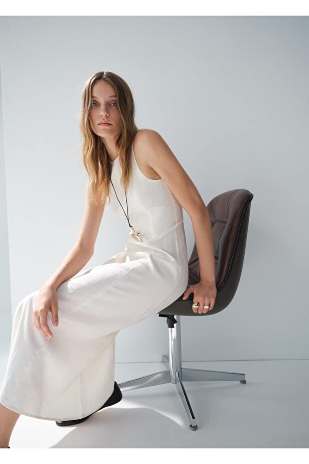 Evaze midi elbise - 7