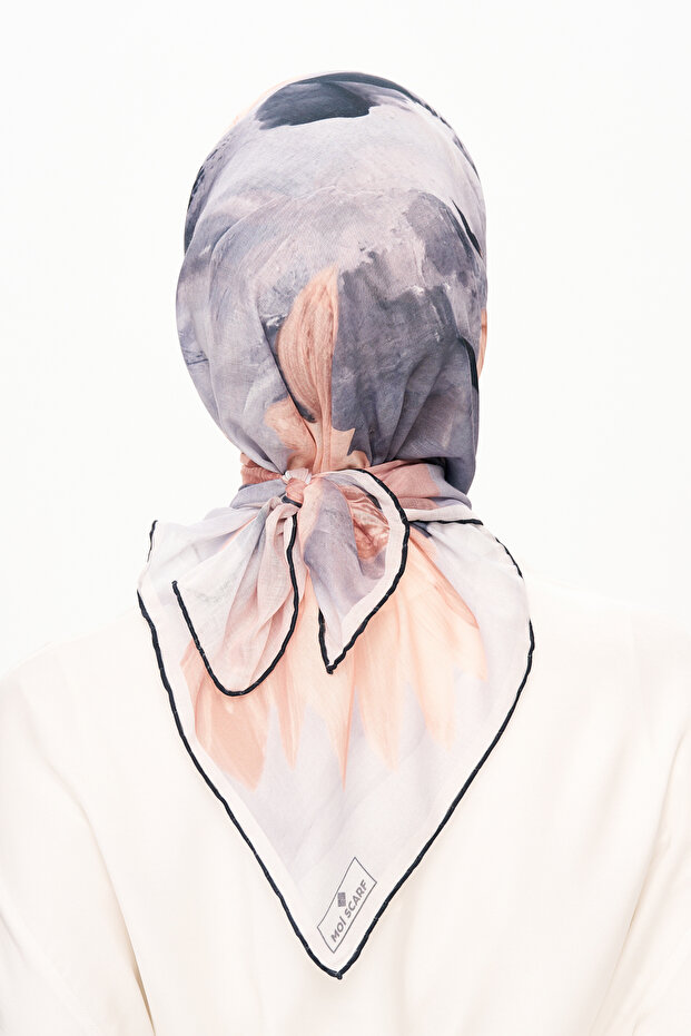 Fleur De Ciel Square Patterned Scarf Gray - 4