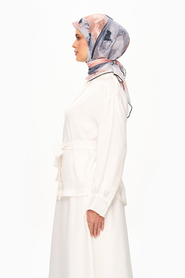 Fleur De Ciel Square Patterned Scarf Gray - 3