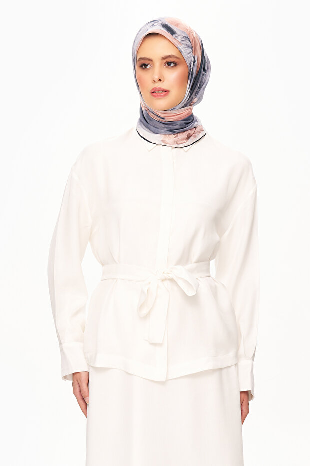 Fleur De Ciel Square Patterned Scarf Gray - 2