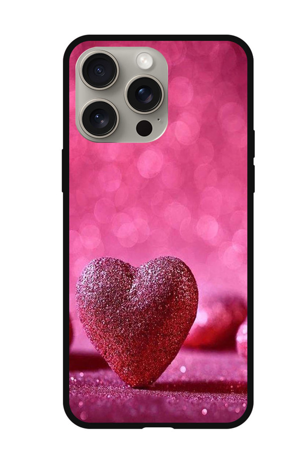 Protective Case Anti Scratch Shock Proof Bumper Cover For iPhone 15 Pro Dark Pink Gliter Heart