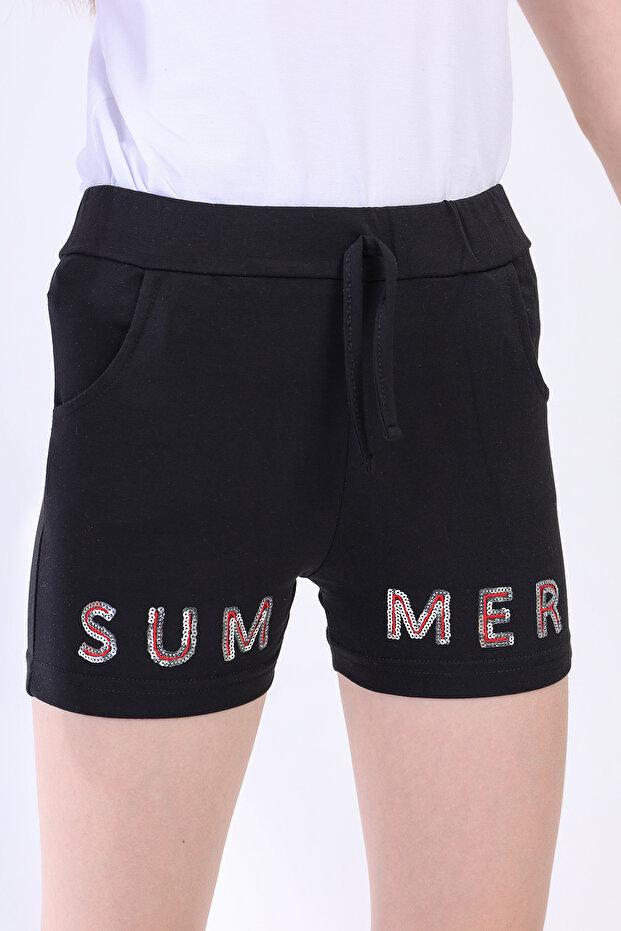 Girl's Sequin Embroidered Pocket Shorts