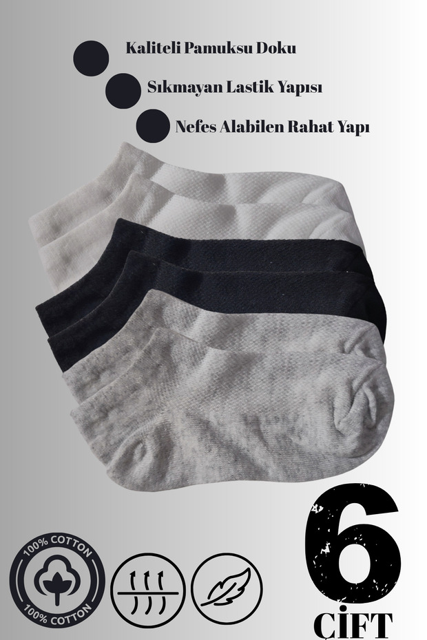 Unisex Boys Girls 6-Piece Cotton Quality Comfortable Mesh Breathable Booties Socks