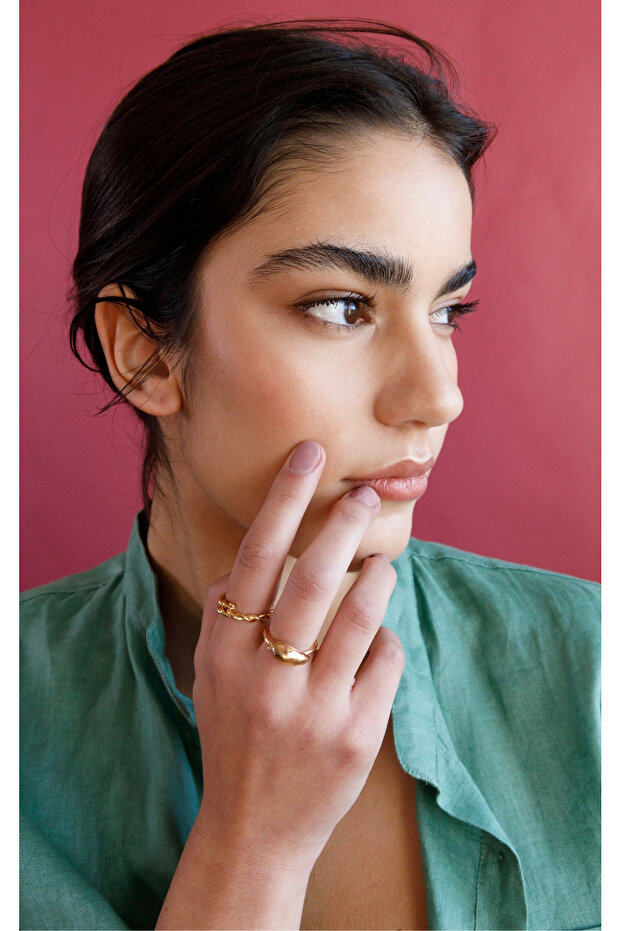 18k Gold Plated Adjustable Dangle Ring - 2