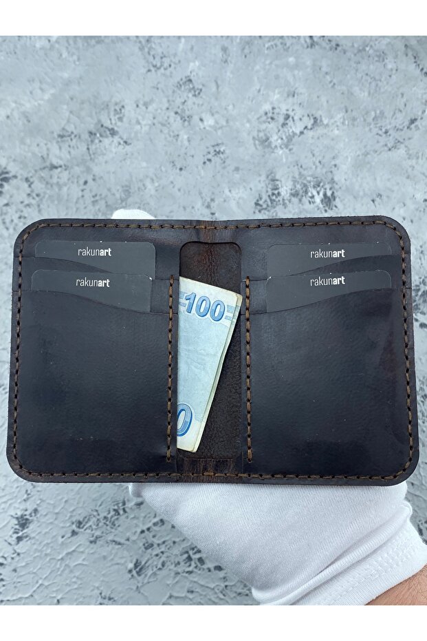 0014 Money Input Card Holder Special Handmade Brown