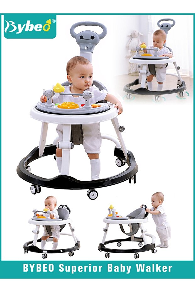3 in 1 Baby Walker With Parent Push Handle, Children Walkers with Wheels, Adjustable Height Multifun