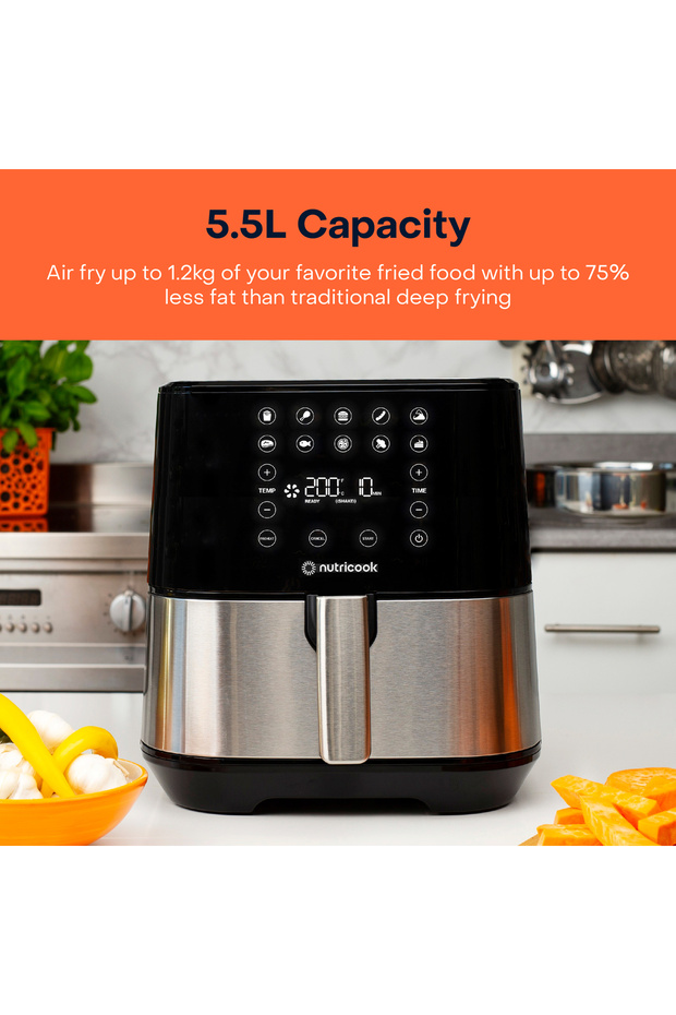 Air Fryer 2, 1700 Watts, Digital Control Panel Display, 10 Preset Programs, 5.5L, Brush SS/Black - 3
