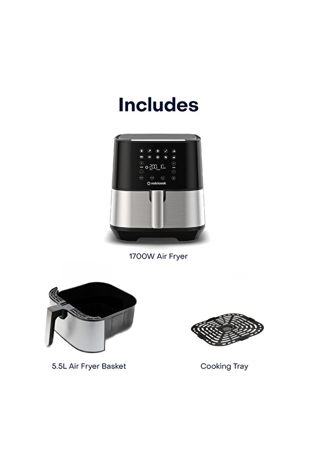 Air Fryer 2, 1700 Watts, Digital Control Panel Display, 10 Preset Programs, 5.5L, Brush SS/Black - 7