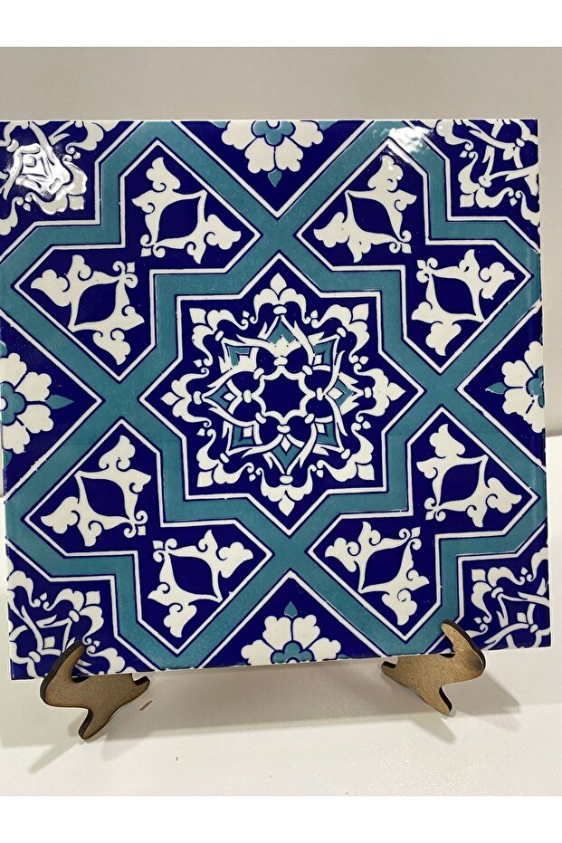 لوحة بلاط منقوشة على شكل نجمة سلجوقية مقاس 20 × 20 سم AC 12 - 3