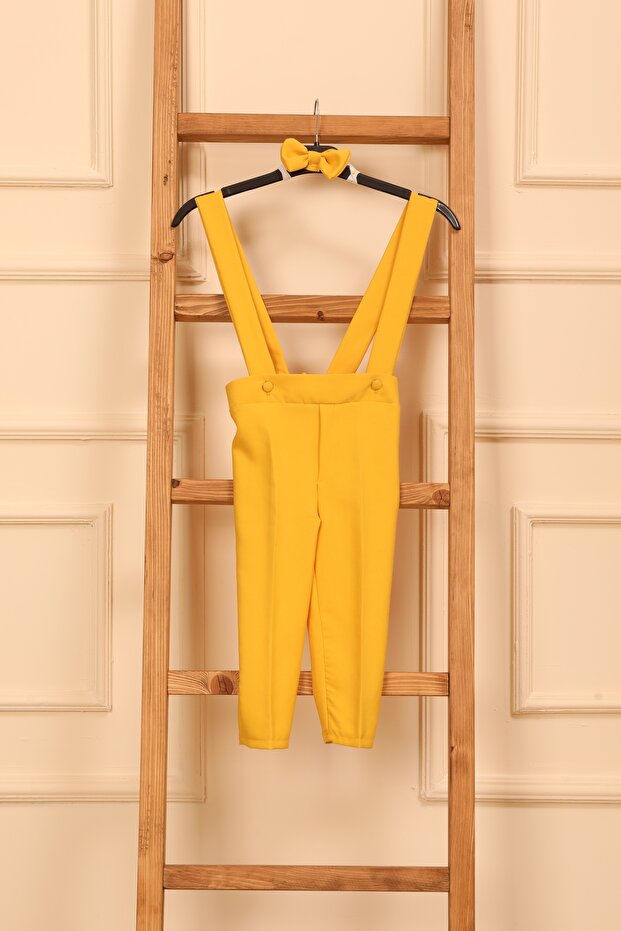 Limon Sarısı Krep Salopet Pantolon Ve Papyon(SALOPET-PAPYON) - 5