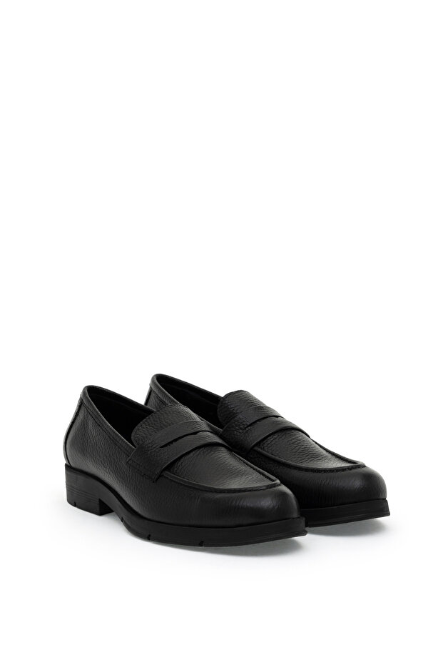Black Leather Casual Shoes 50300059-Vr046