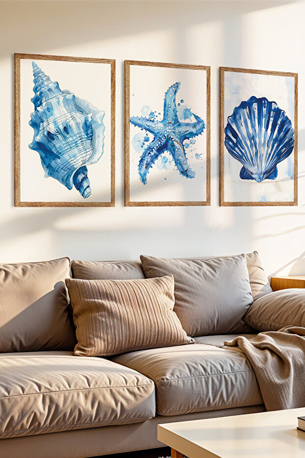 3 Piece Memories from the Shore Themed Wooden Frame Look Mdf Painting Set