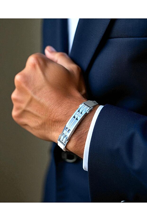 Çelik Çift Halat 3 Şeritli Bileklik - 1