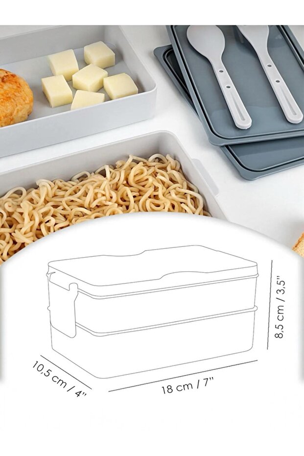 صندوق تخزين مستطيل ذو طابقين باللون الرمادي - 6