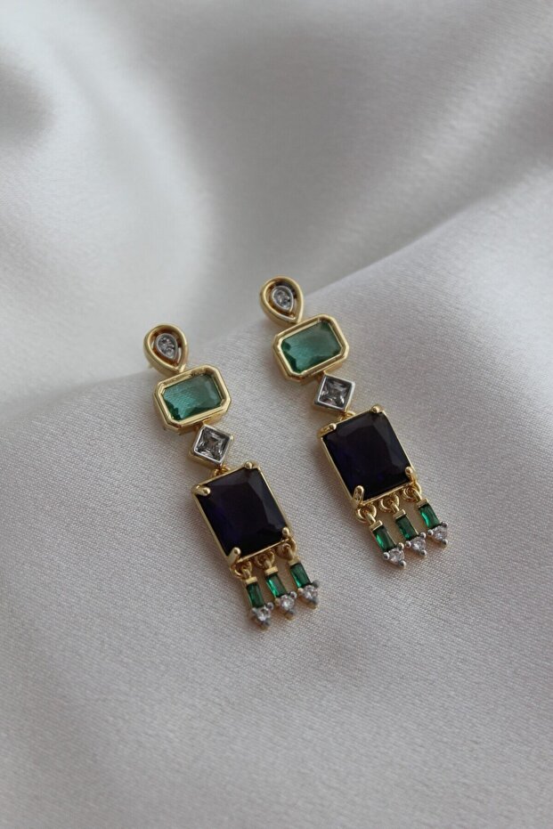 Vip Steel Color Zircon Stone Focus Chakra Model Earrings