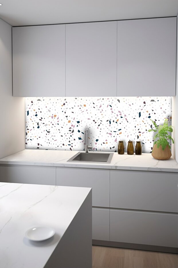 Code 61 Suya Dayanıklı Mutfak Banyo Zemin Mermer Mobilya Fayans Yapışkanlı Folyo Kaplama - 3