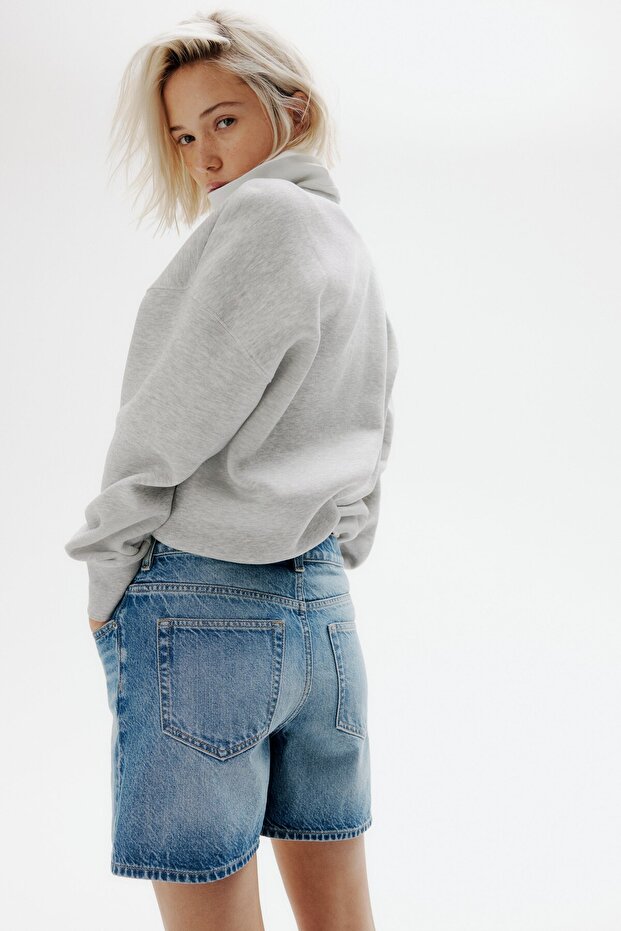 Yüksek Belli Kot Şort - 4