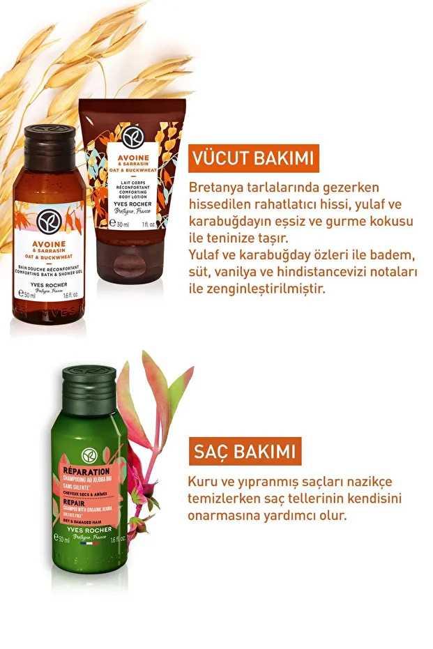 Yulaf Karabuğday Duş Jeli ve Vücut Losyonu / Onarıcı Şampuan Tanışma Seti - 3