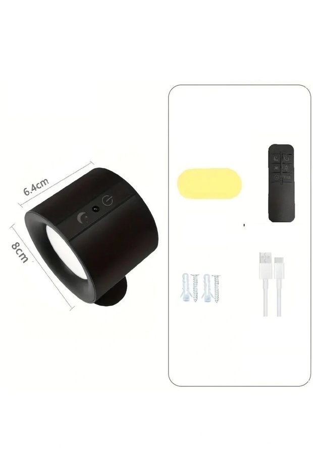 Çift Yönlü Led Aplik (Usb Type C Şarjlı) 3 Mod Renkli, Dimmerli, Kumandalı - 3