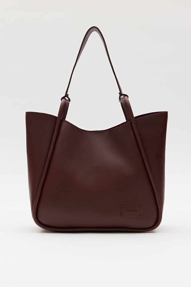 Burgundy D30 Snap Fastener Single Strap Modern Large Volume Daily, Business and School Women's Shoulder Bag