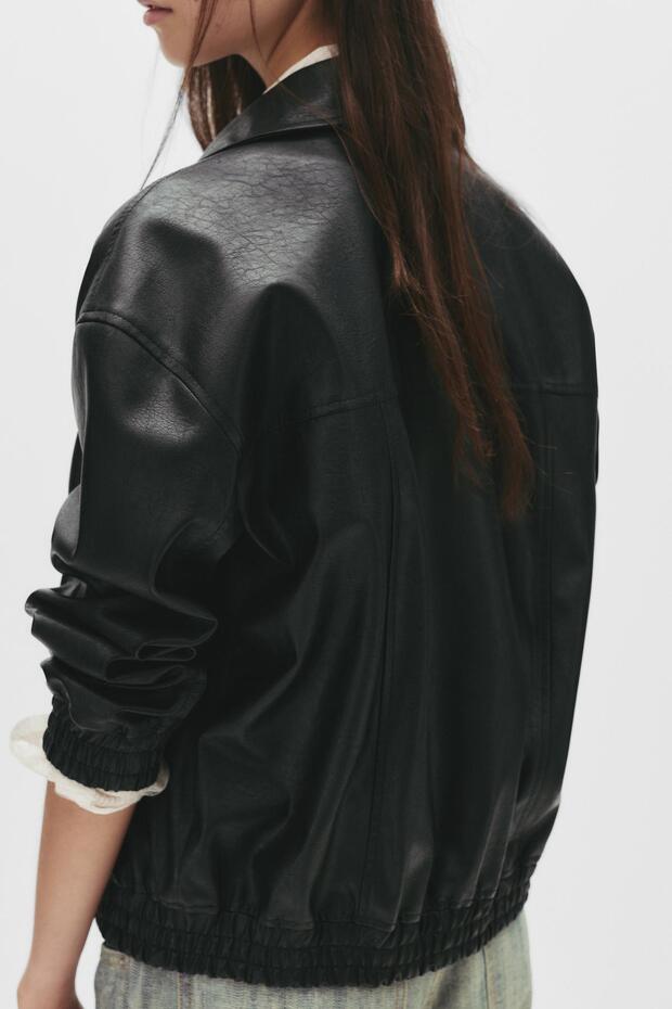 Beli lastikli suni deri ceket - 4