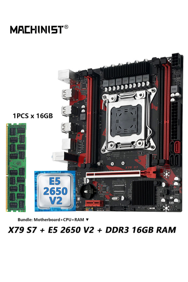 Motherboard+CPU MACHINIST X79 S7 Motherboard combo Intel Xeon E5 2650 V2 LGA 2011 CPU + DDR3 1*16GB - 8