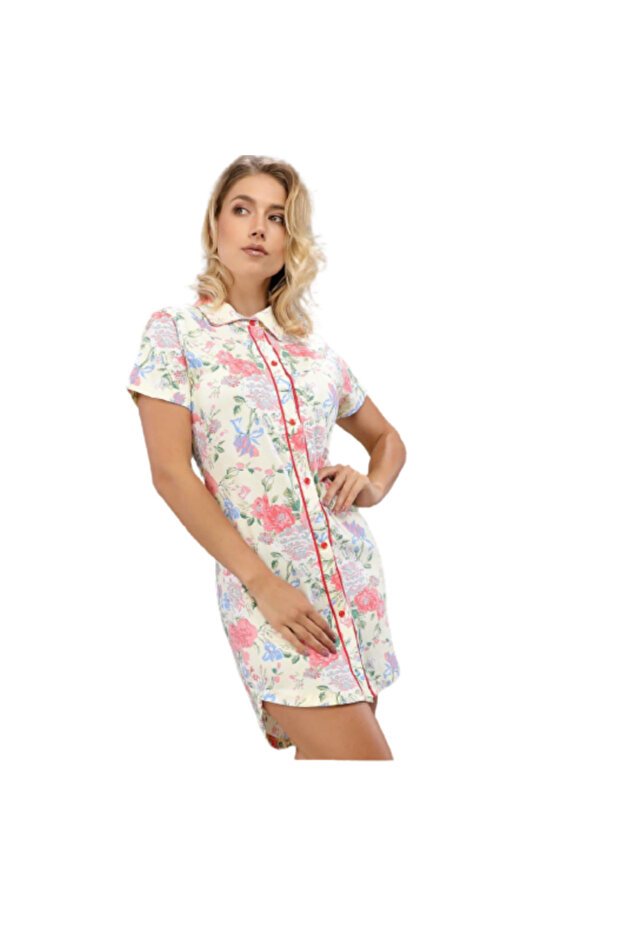 ثوب نوم قطن بزراير - NG 774 - 1