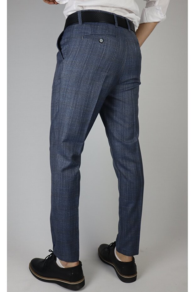 Men's Plaid Patterned Polyviscon Trousers - 4