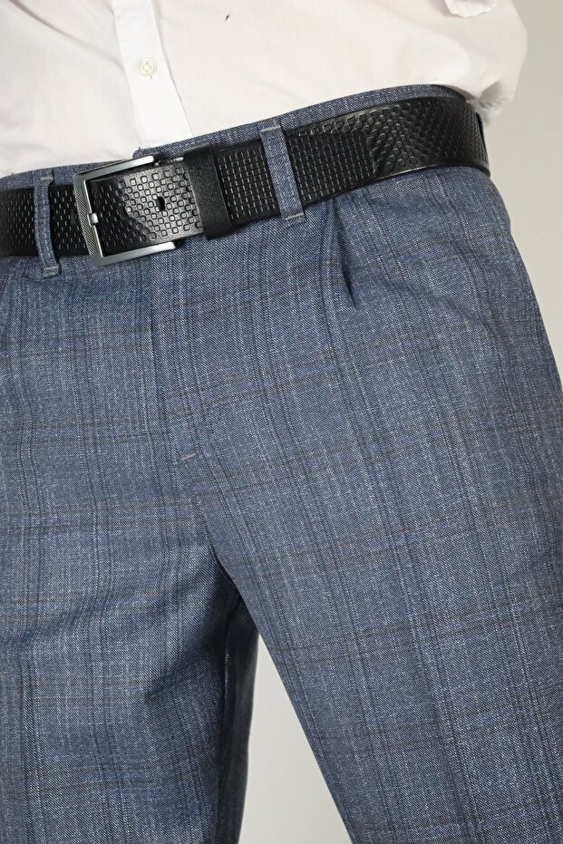 Men's Plaid Patterned Polyviscon Trousers - 5