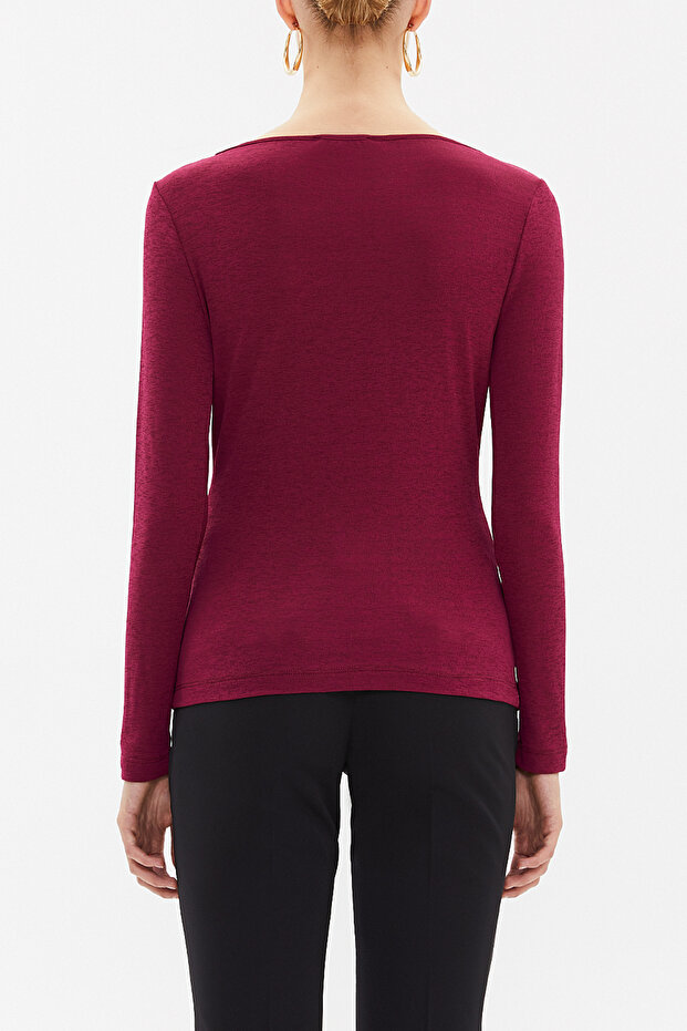 Fuşya Taş detaylı örme bluz 19080 - 5