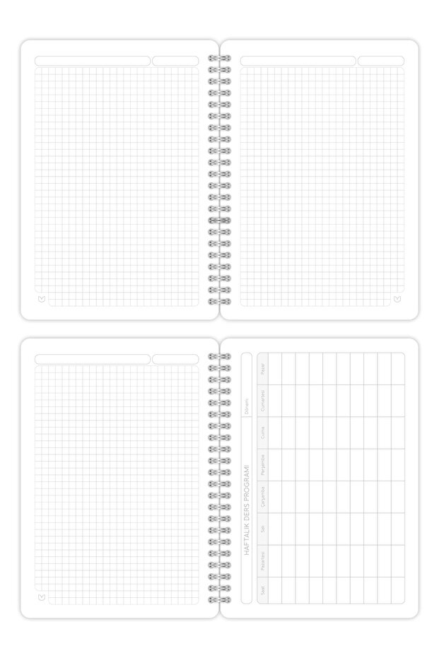 A5 Spiral Cardboard Cover Set of 2 Checkered Lesson Programmed Note School Notebook - Galaxy - 6