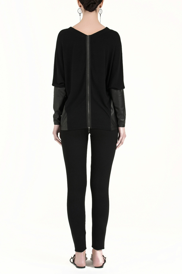 Siyah Derili örme bluz 19289 - 4