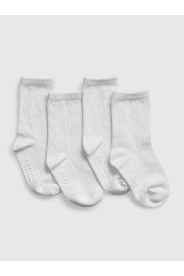 Bebek Beyaz Crew 4'lü Çorap Seti - 1
