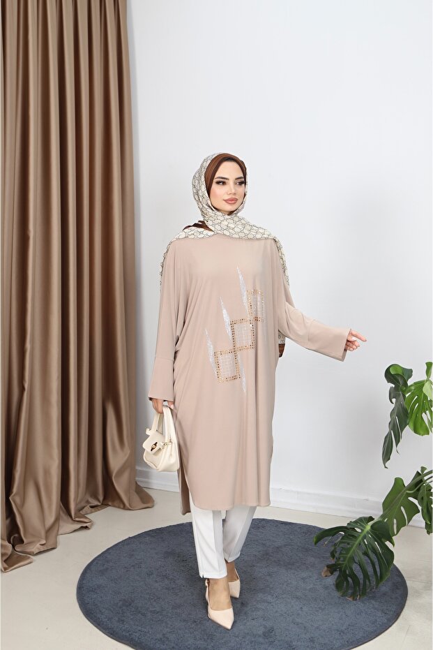 Taşlı Sandy Tunik - 1