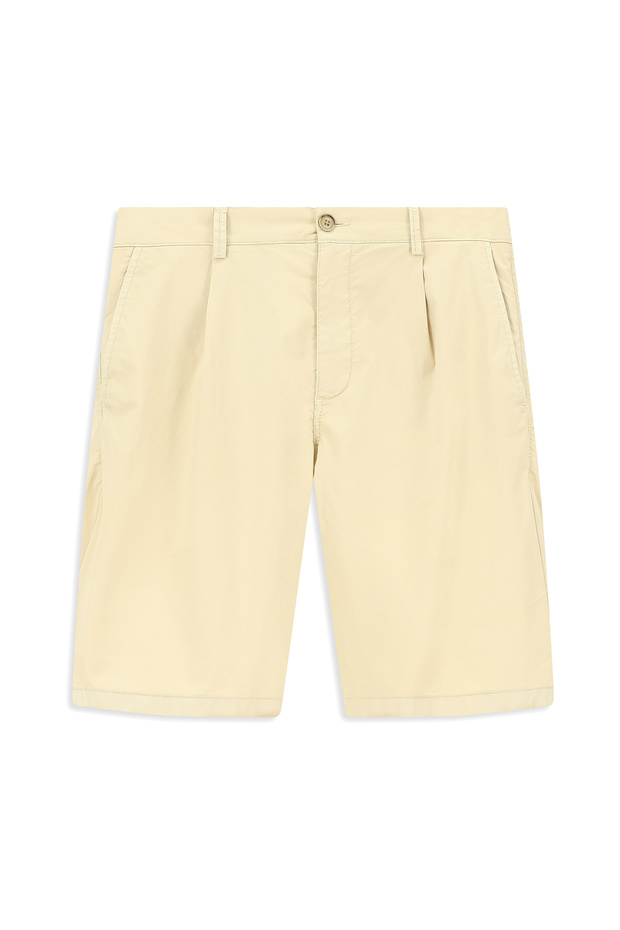 Regular Fit Pamuklu Pileli Bermuda Şort - 6