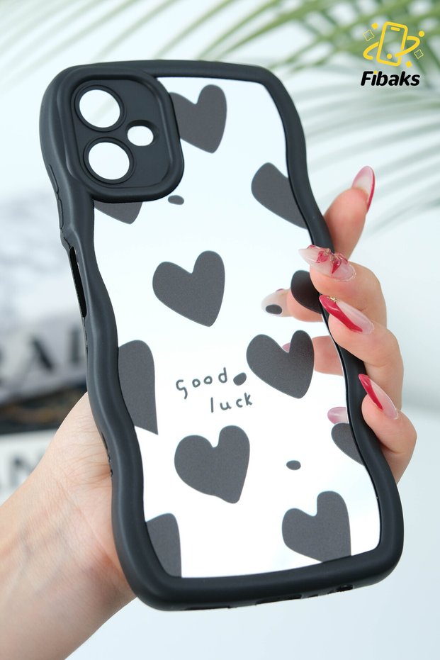 Galaxy A06 Case Mirrored Heart Pattern Soft Edge Camera Protection Silicone Cover