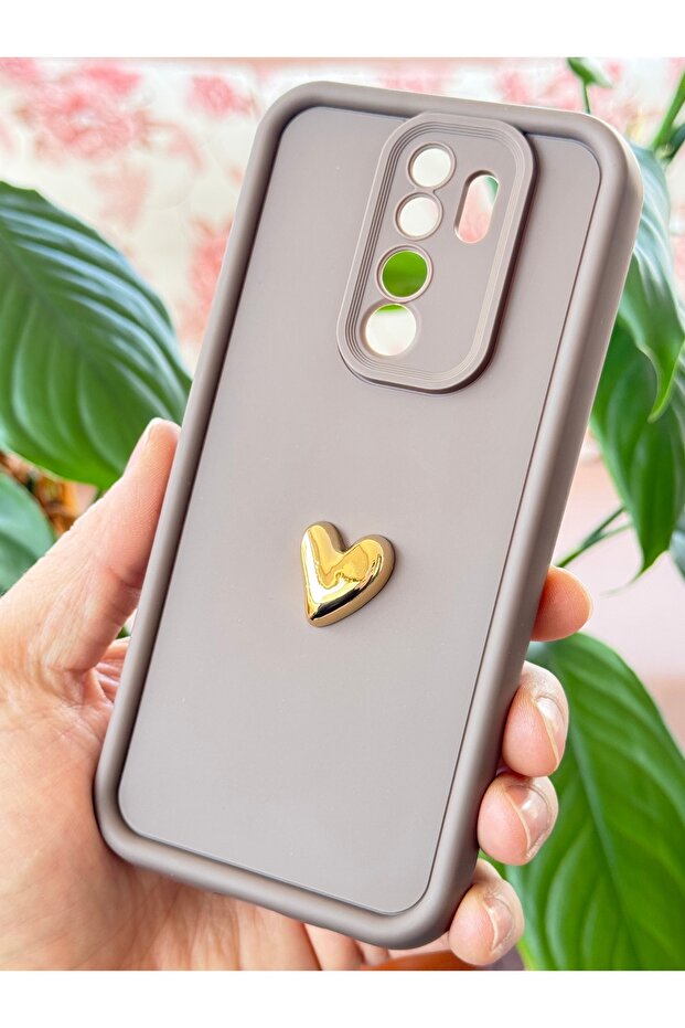 حافظة Redmi Note 8 Pro بتصميم قلب ثلاثي الأبعاد وغطاء حماية ناعم للكاميرا بنمط بني - 5