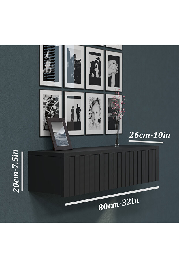 Konsol Tek Büyük Çekmeceli | Dresuar | Duvara Monte MDF Ahşap Raf | Makyaj Masası 80CM - 5