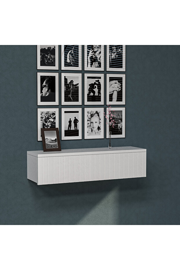 Konsol Tek Büyük Çekmeceli | Dresuar | Duvara Monte MDF Ahşap Raf | Makyaj Masası 80CM - 7