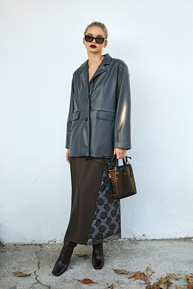 Astrit Deri Blazer Ceket - 3