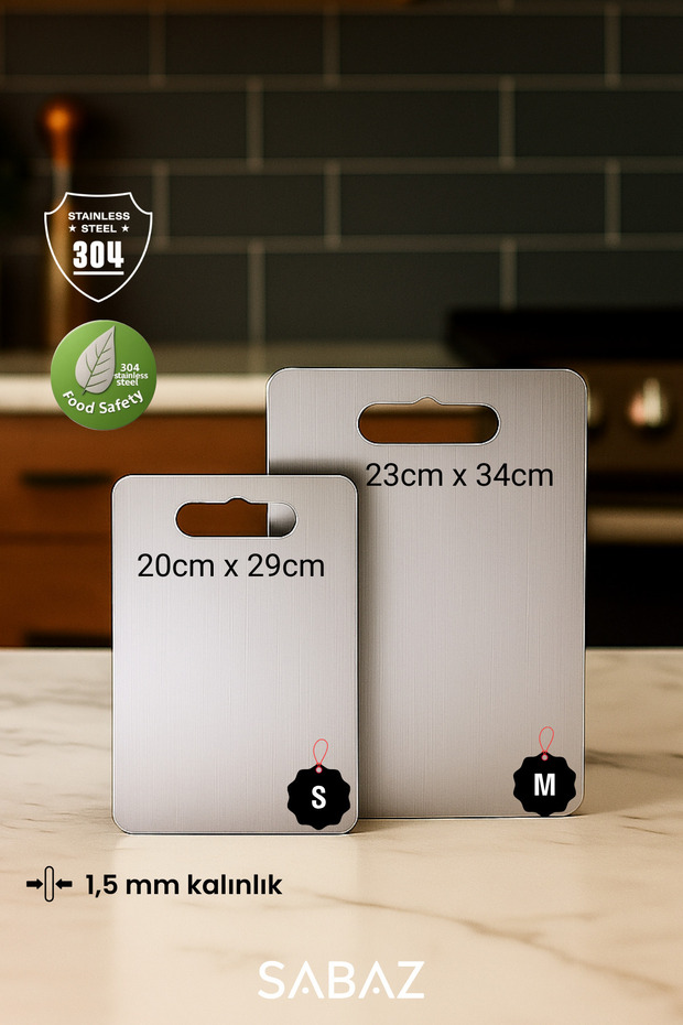 2 Pack Stainless Steel Cutting Board Anti-Bacterial Anti-Mildew 304 Stainless Steel 20X29 and 23X34