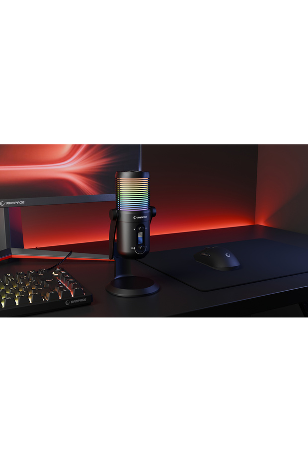 Diyez Siyah Rgb Ses Gösterge Mikrofon Oyuncu Mikrofonu Yayıncı Mikrofonu Youtuber Mikrofonu - 9