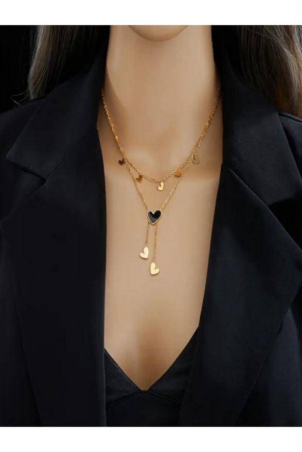 316L Stainless Steel 2 Row Heart Necklace
