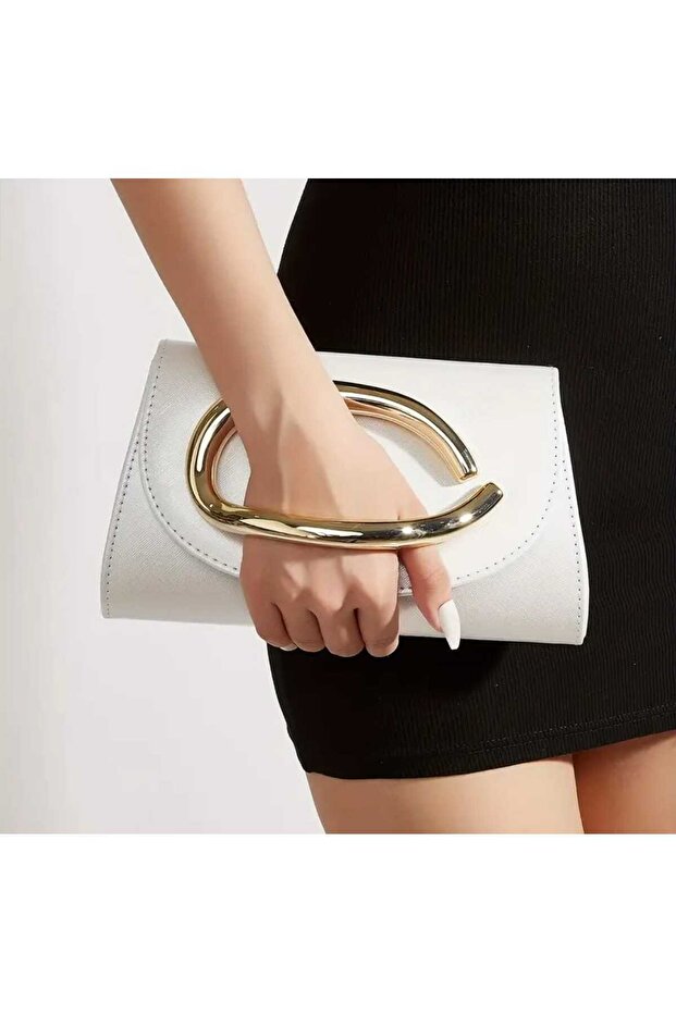 Women's Metallic Accented Clutch Handbag (Bc-1229)