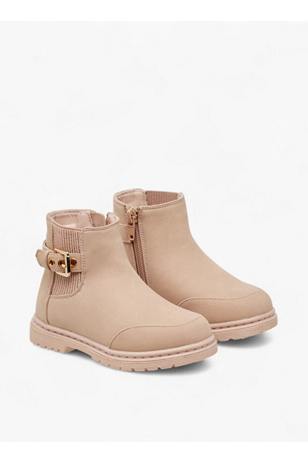 Solid Boots with Zip Closure and Buckle Detail